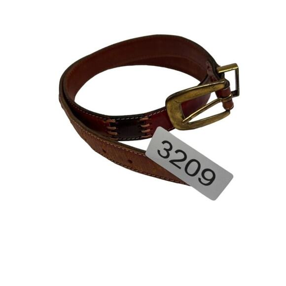 FOSSIL Belt Women's Medium Two Tone Brown Stitch Leather Metal Buckle - Picture 10 of 10